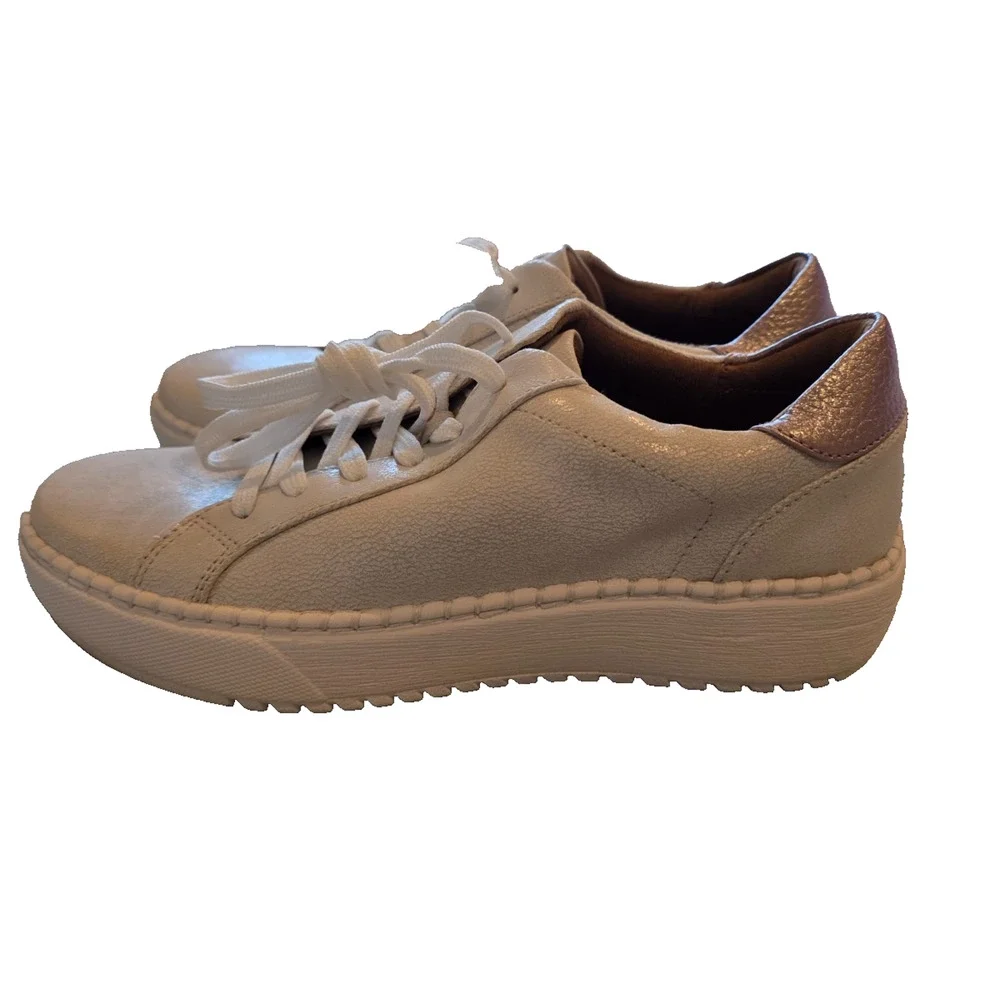 Eurosoft by Sofft Sneakers Women's 7.5M White Metallic Rose Leather Comfort NWOB